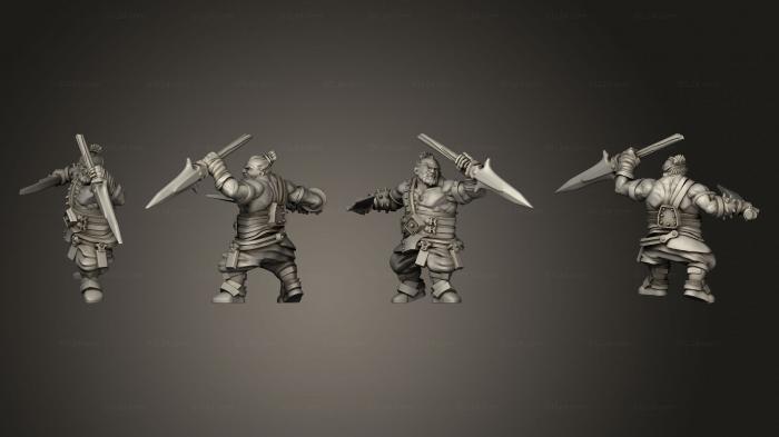 Military figurines (Bulky Dwarf Fighting, STKW_3886) 3D models for cnc