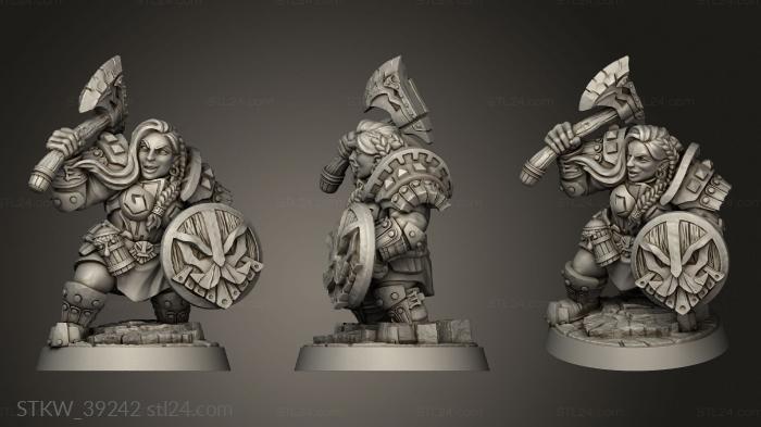 Military figurines (Modular Dwarven Defender Dwarf lady, STKW_39242) 3D models for cnc