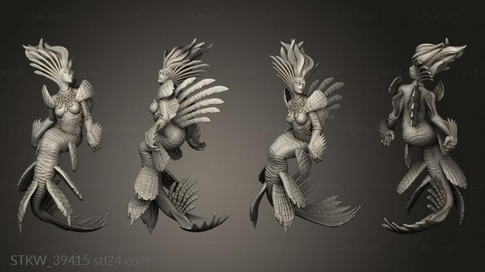 Military figurines (Monster Lionfish Mermaid Base, STKW_39415) 3D models for cnc