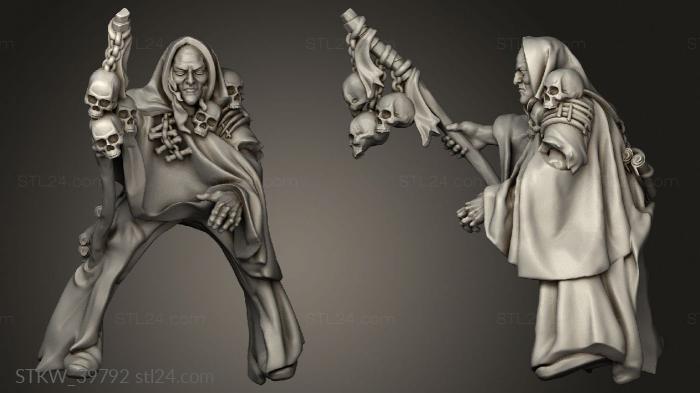 Military figurines (NECROMANCERS necromancer ON HORSE rider sturdy stick, STKW_39792) 3D models for cnc