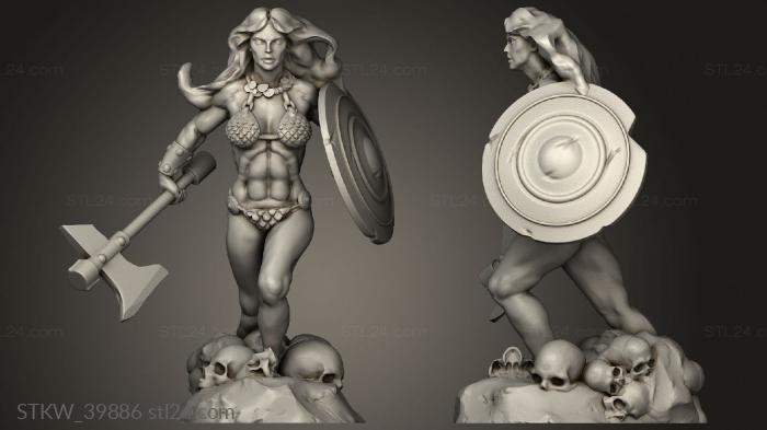 Military figurines (Nickey Hatchery Barbarian Woman, STKW_39886) 3D models for cnc