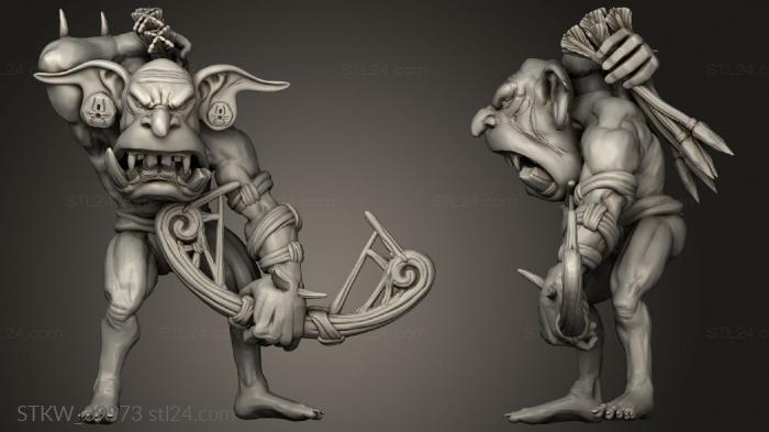 Military figurines (Orc King First Skirmish Silvan Goblin Archers Archer, STKW_39973) 3D models for cnc