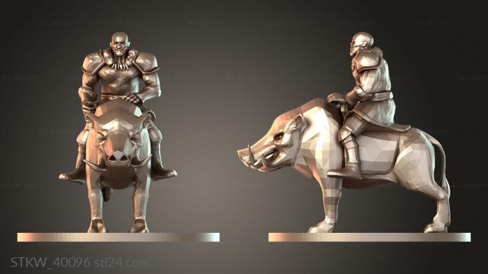 Half-Orc Barbarian Riding with Spear