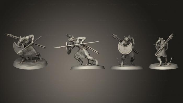 Military figurines (Catfolk Egyptian Spear Warrior, STKW_4109) 3D models for cnc