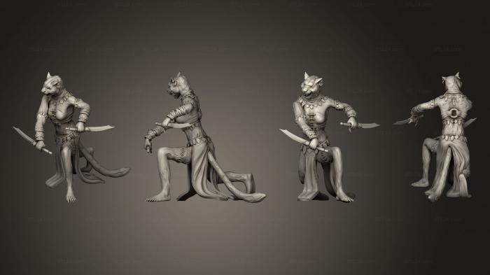 Military figurines (Catfolk Jaguar Huntress Attacking v 2, STKW_4111) 3D models for cnc