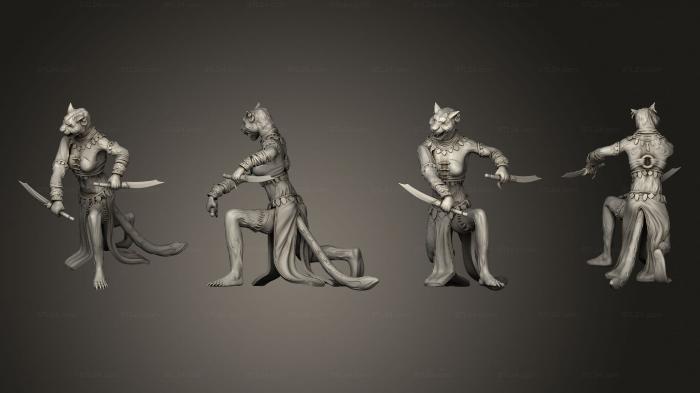 Military figurines (Catfolk Jaguar Huntress Attacking, STKW_4112) 3D models for cnc