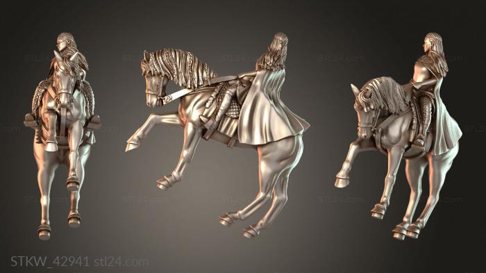 Military figurines (Bloody Elf Maiden Mounted & On Foot, STKW_42941) 3D models for cnc
