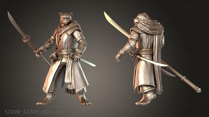 Military figurines (Catfolk Panther Pirate Naginata, STKW_43741) 3D models for cnc