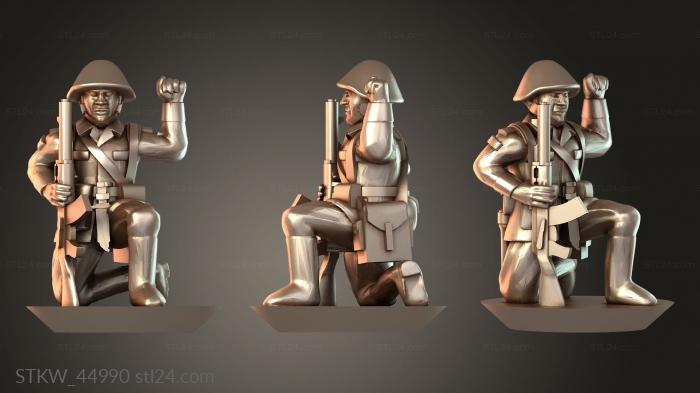 Military figurines (Crouching Fist in Air Defiant, STKW_44990) 3D models for cnc