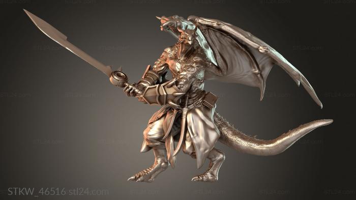 Military figurines (Dragonborn Soldier Parry Defensive, STKW_46516) 3D models for cnc