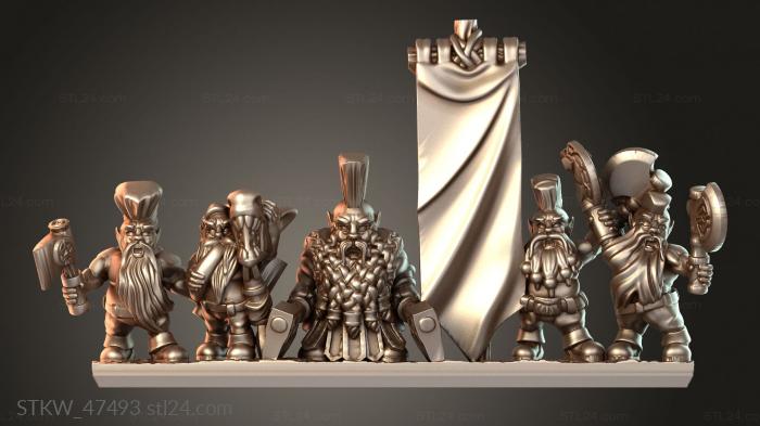 Military figurines (Dwarves berserker banner, STKW_47493) 3D models for cnc