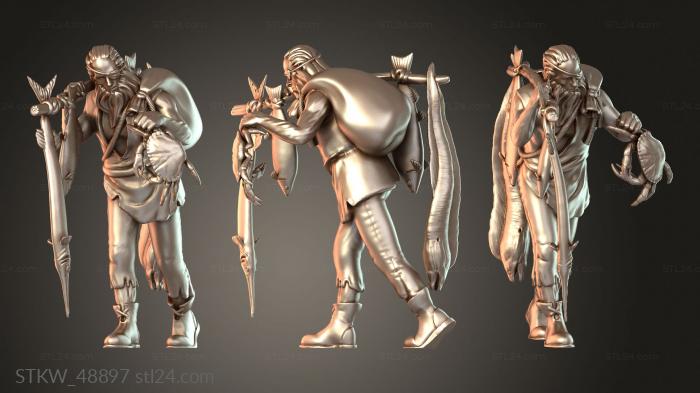 Military figurines (Er Catch Villager Fisher, STKW_48897) 3D models for cnc