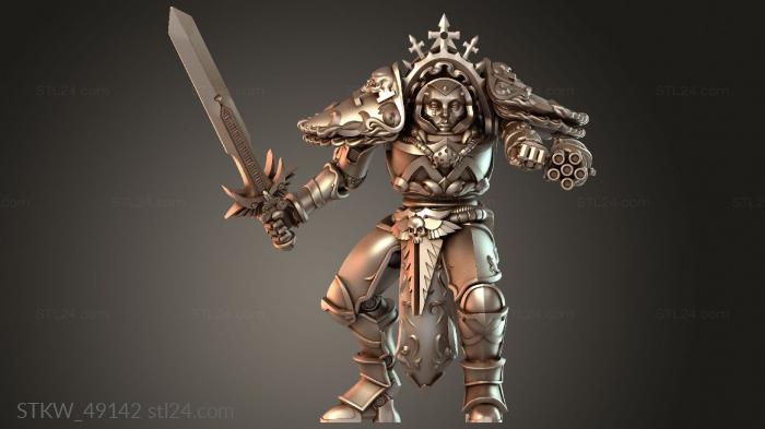 Military figurines (Exosuits Sword Flamer Mask, STKW_49142) 3D models for cnc