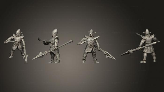 Military figurines (Dwarf Elf Tall Spear Warrior 4, STKW_5534) 3D models for cnc
