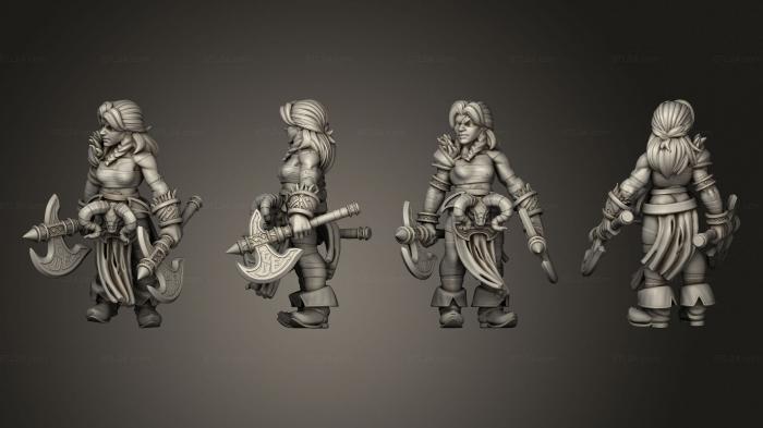 Military figurines (Dwarf Female Berserker 05, STKW_5538) 3D models for cnc