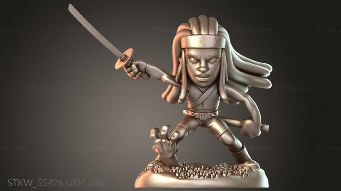Military figurines (Michonne The Walking Dead Chibi, STKW_55426) 3D models for cnc