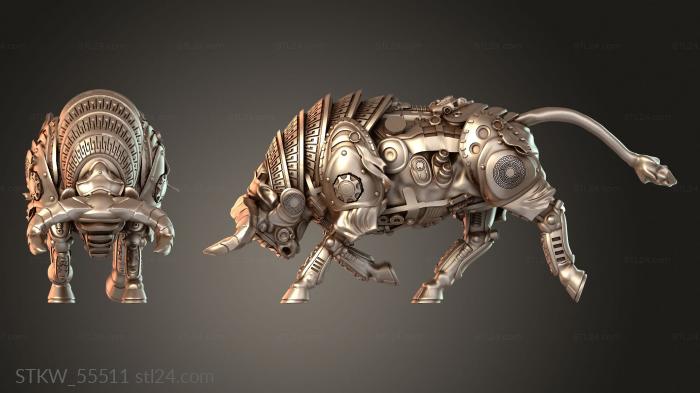 Military figurines (Minoan Chariot Bull armored, STKW_55511) 3D models for cnc