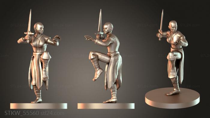 Military figurines (Monk Human Female Bald Short Sword, STKW_55560) 3D models for cnc