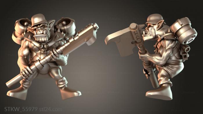 Military figurines (Ork Stormboyz storm boy nob, STKW_55979) 3D models for cnc