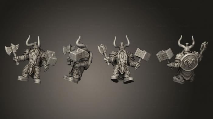 Military figurines (Dwarf Paladin with Weapons, STKW_5620) 3D models for cnc