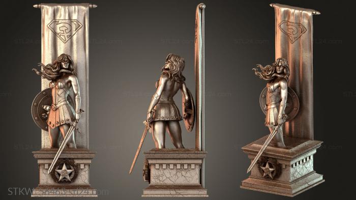Military figurines (Red Son Wonder Woman D Flag, STKW_56463) 3D models for cnc