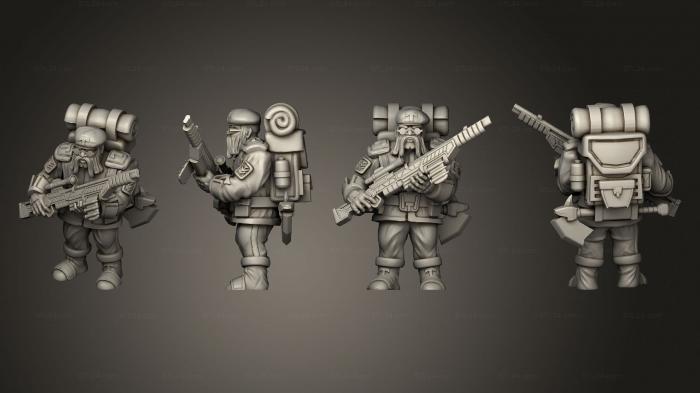 Military figurines (Dwarf rifleman marching v 2, STKW_5648) 3D models for cnc