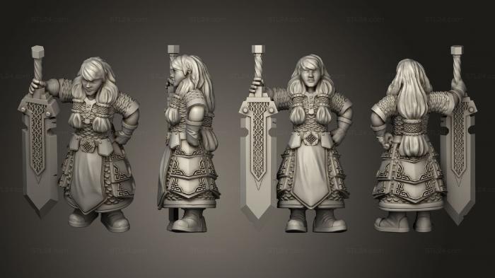 Military figurines (Dwarf Warrior Girl With Great Sword, STKW_5675) 3D models for cnc