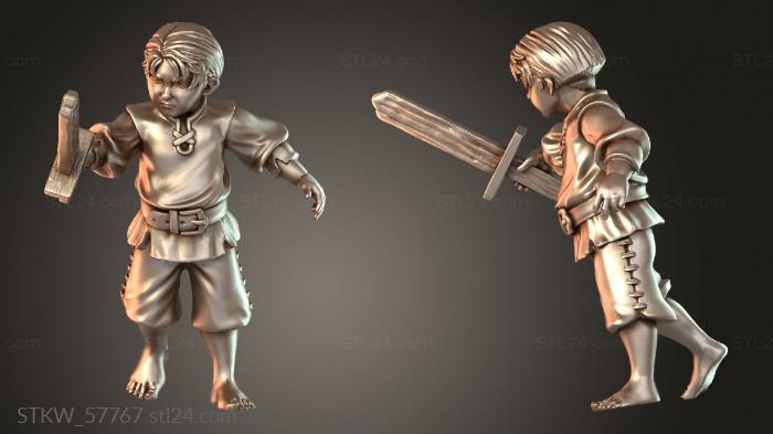 Villager Little Boy Wooden Sword Brave