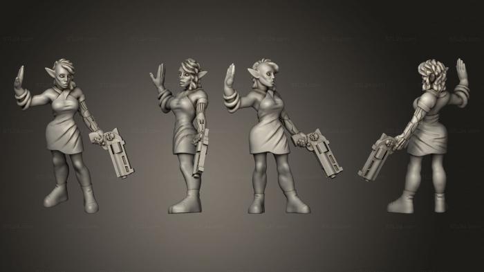 Статуэтки военные (Эльфийская Женщина - Ручной Стрелок, STKW_5874) 3D модель для ЧПУ станка