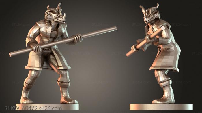 Monk Red Dragonborn male with Staff