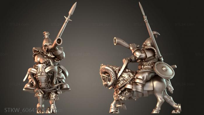 Military figurines (MOUNTED DWARF GOAT MUSICIAN, STKW_60641) 3D models for cnc