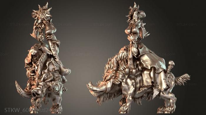 Mounted orc heroes warlord and shaman on boar