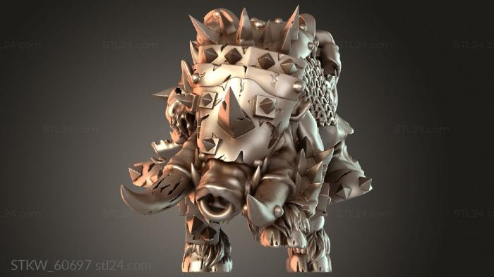 Mounted orc heroes warlord on warboar boar