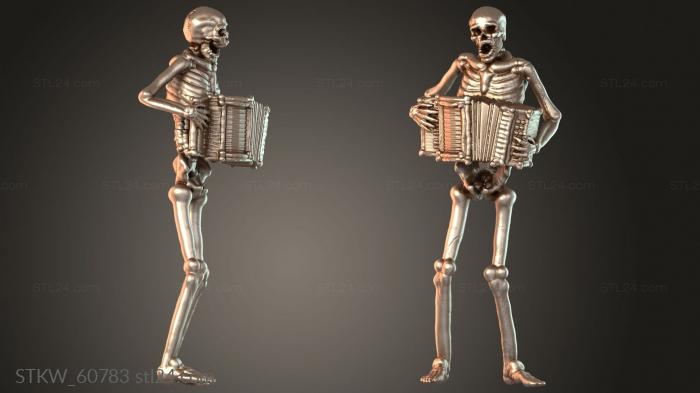 Military figurines (Musician Skeleton grim, STKW_60783) 3D models for cnc