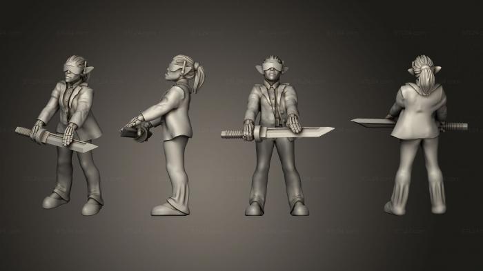 Military figurines (Female Elf Bodyguard Melee, STKW_6113) 3D models for cnc