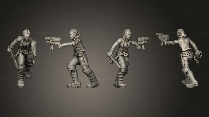 Статуэтки военные (Женщина-Человек-Уличный Самурай, STKW_6120) 3D модель для ЧПУ станка