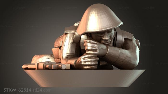 Military figurines (Prone Throwing Grenade, STKW_62514) 3D models for cnc