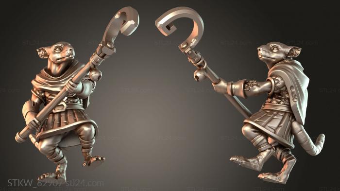 Military figurines (Ratmen Catapult Crew Female, STKW_62907) 3D models for cnc