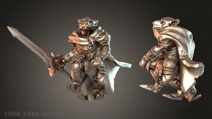 Military figurines (Ratmen Veterans Sword Proven, STKW_63001) 3D models for cnc