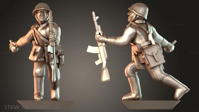 Military figurines (Running Throwing Grenade, STKW_63659) 3D models for cnc