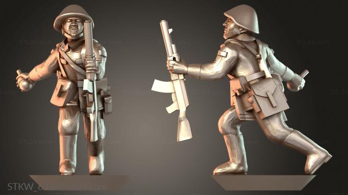 Military figurines (Running Throwing Grenade Assault, STKW_63660) 3D models for cnc