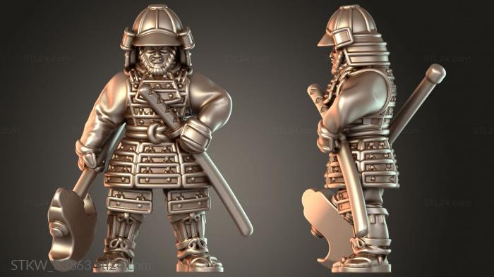 Military figurines (SAMURAI Warfare AXE Veteran, STKW_63863) 3D models for cnc