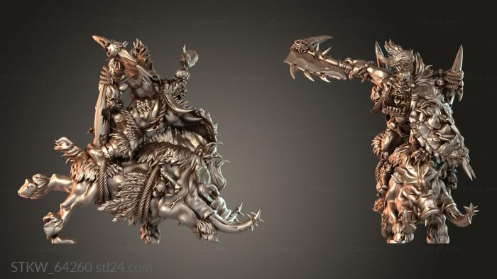 Military figurines (Savage Orc Warlord Boar Axe Top, STKW_64260) 3D models for cnc