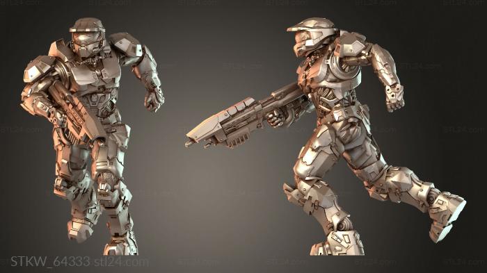 Military figurines (Sci Fi Soldier Running One, STKW_64333) 3D models for cnc