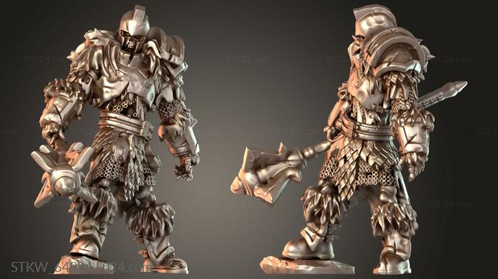 Military figurines (Skeleton Fighter helm mace, STKW_64934) 3D models for cnc