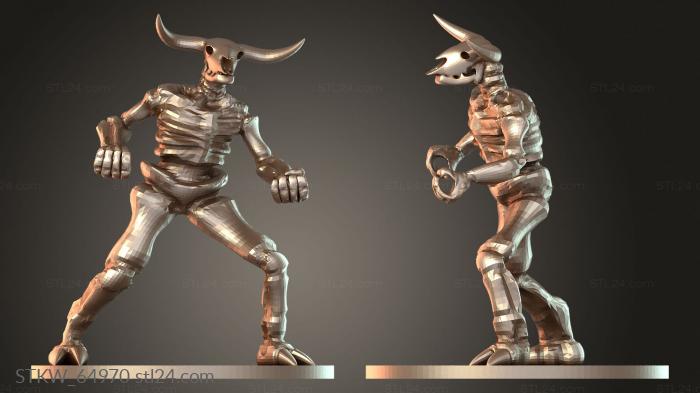 Skeleton Minotaur Mouth Closed and Stand