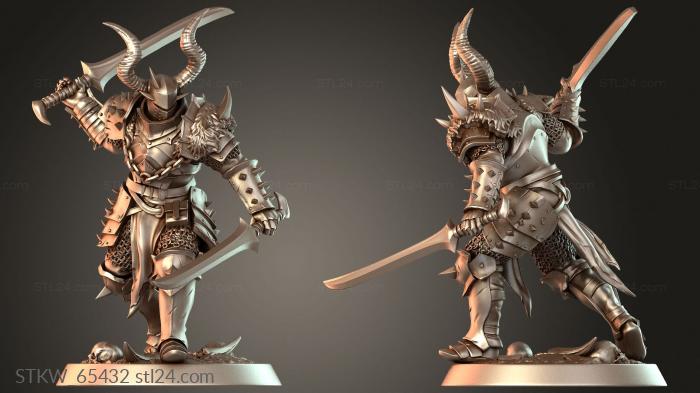 Military figurines (Soldier Dual Sword Attack, STKW_65432) 3D models for cnc