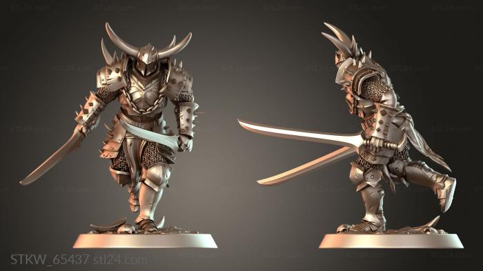 Military figurines (Soldier Dual Sword Run, STKW_65437) 3D models for cnc