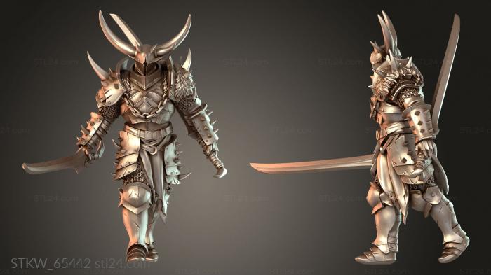 Military figurines (Soldier Dual Sword Walk Hardened, STKW_65442) 3D models for cnc
