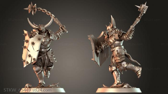 Military figurines (Soldier Flail Run, STKW_65449) 3D models for cnc